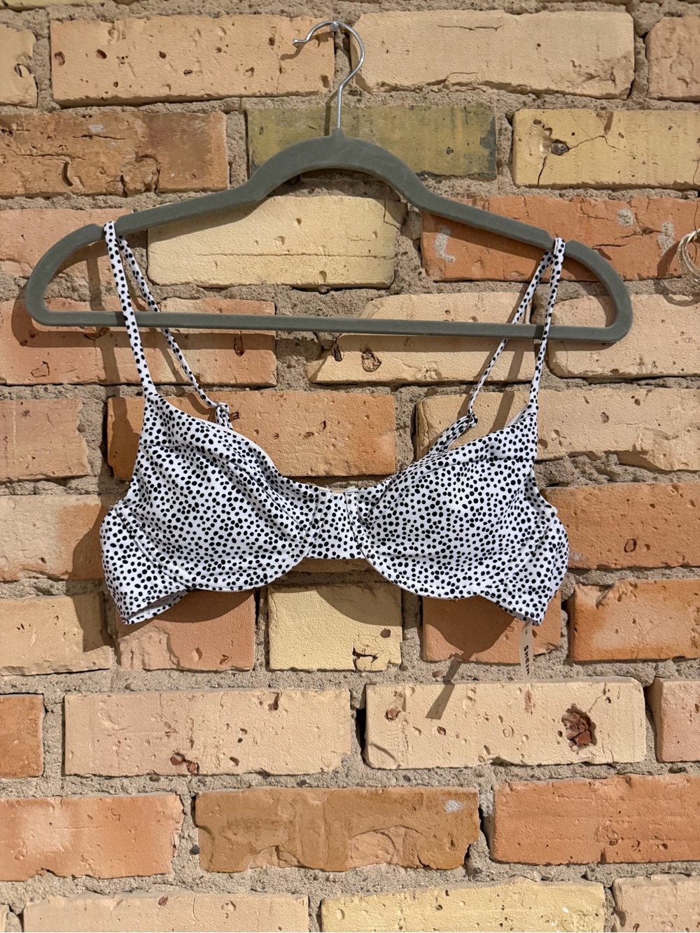 Medium Dalmatian black & white dots bikini top